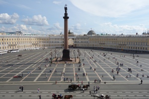 A majestic view from the Winter Palace onto Palace Square that would make and St. Petersburg citizen proud. 