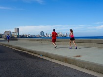 Fitness buffs find a perfect place to run along the Malecón.